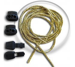  Gold elastic shoelaces + stoppers + rope ends