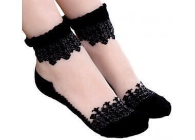 1 pair x black tulle socks