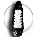 White & silver wide satin shoelaces