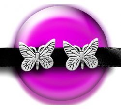 Set of 2 silver butterfly laces decorations