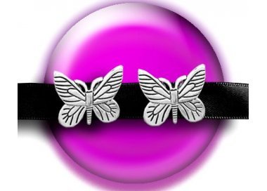 1 pair x silver butterfly laces decorations