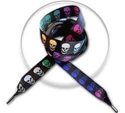 Black shoelaces with colored skulls