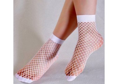 1 pair x white fishnet socks