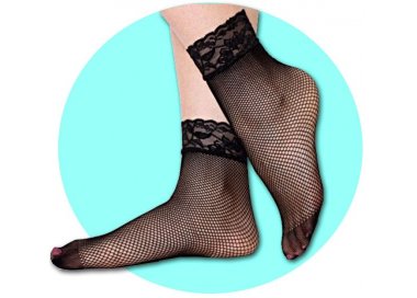1 pair x black fishnet & lace socks