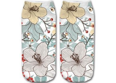 1 pair x hibiscus flowers ankle socks