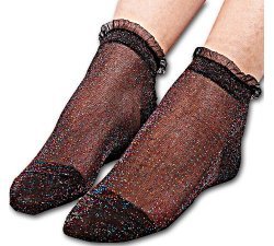 1 pair x black multicolored glitter socks