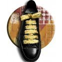 Gold shoelaces with fringes
