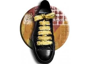 1 pair x gold glitter shoelaces w/ fringes