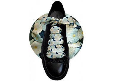 1 pair x japan blue pattern satin wide shoelaces
