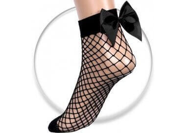 1 pair x black fishnet socks black bow