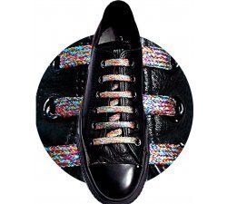1 pair x multicolored glitter flat shoelaces