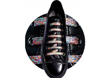 1 pair x multicolored glitter flat shoelaces