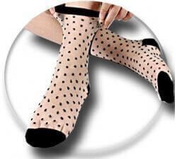 1 pair x clear tulle socks with black dots