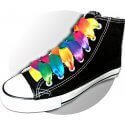 Tie & dye rainbow wide satin shoelaces