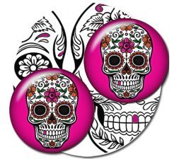 1 pair x pink skull calavera shoelaces decorations