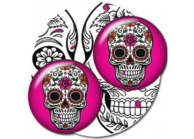 1 pair x pink skull calavera shoelaces decorations