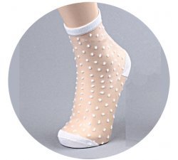 1 pair x clear socks with white dots