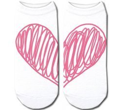 1 pair x pink heart ankle socks