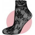 Black fishnet socks with flowers and lace 