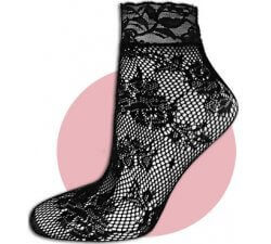 Black fishnet socks with flowers and lace 