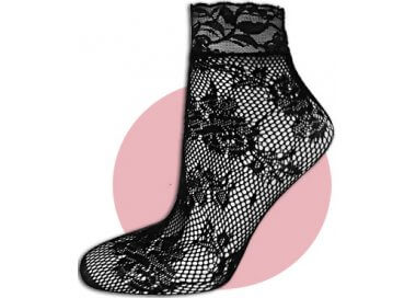 1 pair x black floral fishnet & lace socks