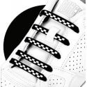 Silicone no tie checkerboard black/white shoelace
