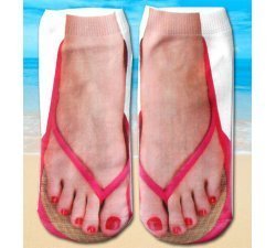 1 pair x pink flip-flop effect socks
