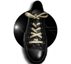 1 pair x champagne yellow glitter flat shoelaces