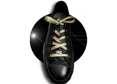 1 pair x champagne yellow glitter flat shoelaces