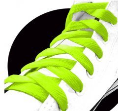 1 pair x lime green fluorescent flat shoelaces