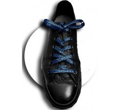 Midnight blue glitter flat shoelaces