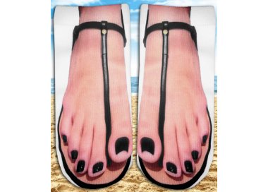 1 pair x black flip-flops ankle socks