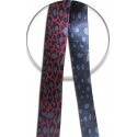 Red or blue leopard wide satin shoelaces