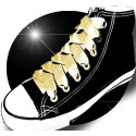 Soft gold yellow satin shoelaces with golden glitters