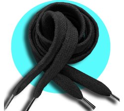 Thick black cotton shoelaces