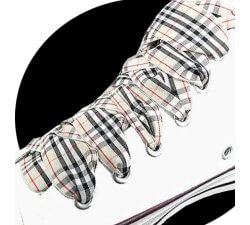 1 pair x beige plaid / scottish shoelaces : 3 widths