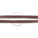 Brown shoelaces with white stitching