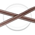 Brown shoelaces with white stitching