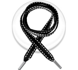 Black white stitched shoelaces