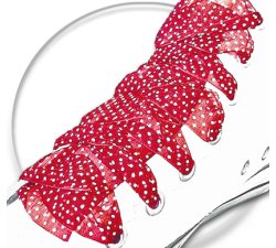 Red organza dotted shoelaces