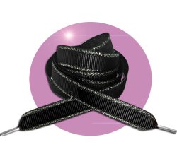 1 pair x black silver trims thin shoelaces