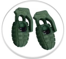 1 pair x army green grenade shoelaces stoppers