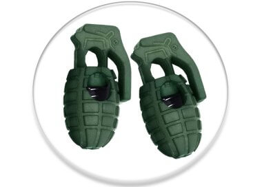 1 pair x army green grenade shoelaces stoppers