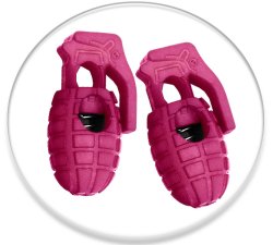 Fuchsia pink grenade shoelaces stoppers