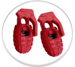 Red grenades shoelaces stoppers