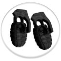 Black grenade shoelaces stoppers