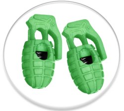 Green grenade shoelaces stoppers