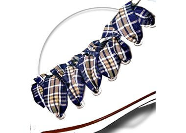 1 pair x blue plaid / scottish wide shoelaces