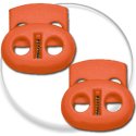 Orange flat shoelaces stoppers