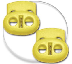 Yellow flat shoelace stoppers
